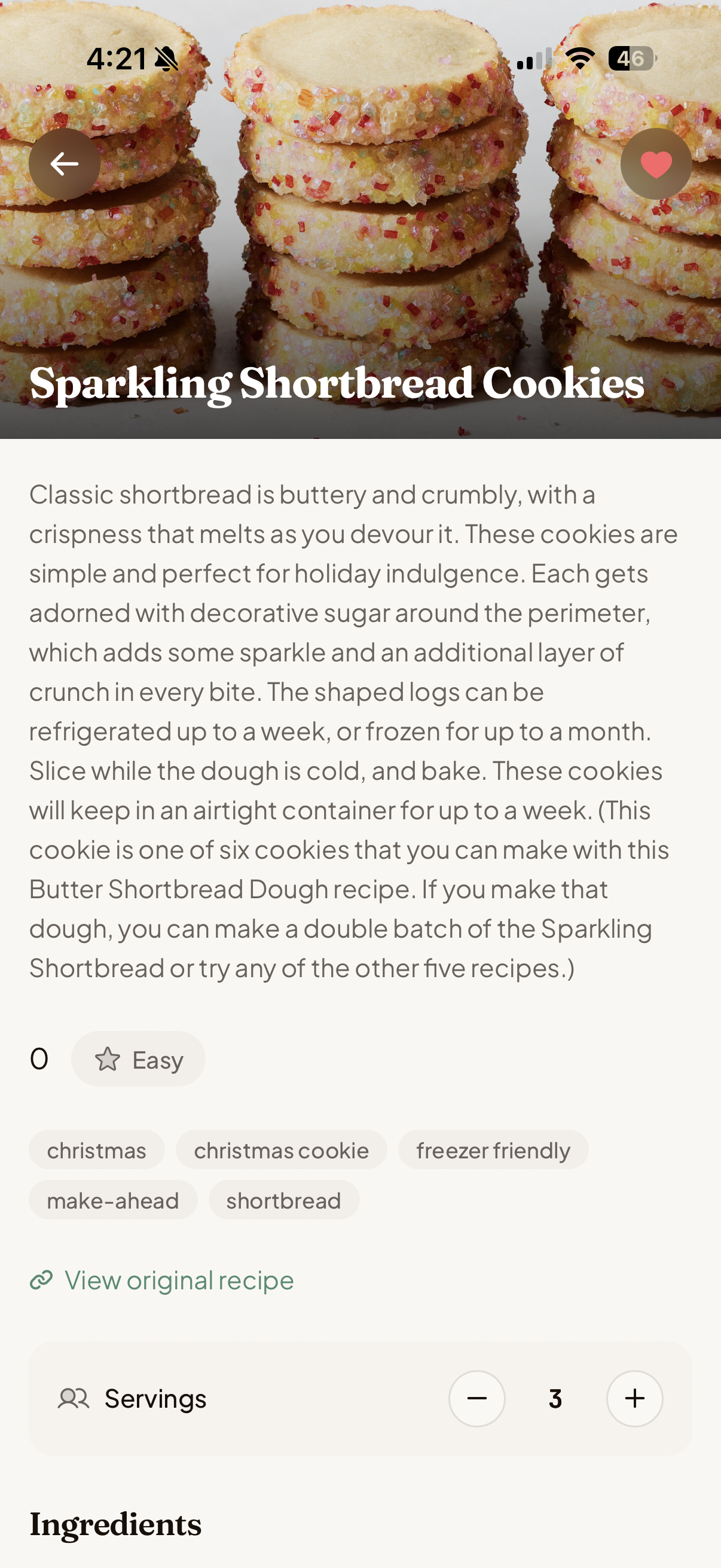 Recipe detail view